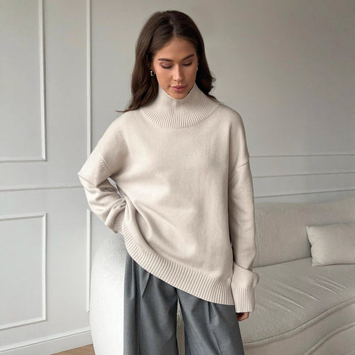 Damen Pullover mit hochschließendem Kragen und lässigem Schnitt Drune