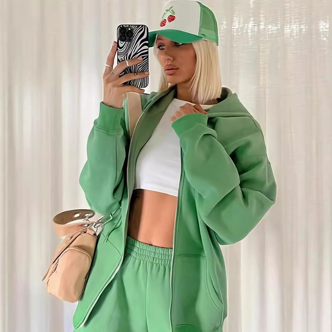 Damen Lässiges Freizeit-Set mit modernem Oversized Hoodie und weitem Hosenstil Drune