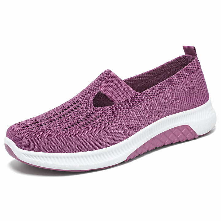 Damen nan elastischer Strick-Slipper mit perforiertem Atmungsnetz und dämpfender Leichtsohle Drune