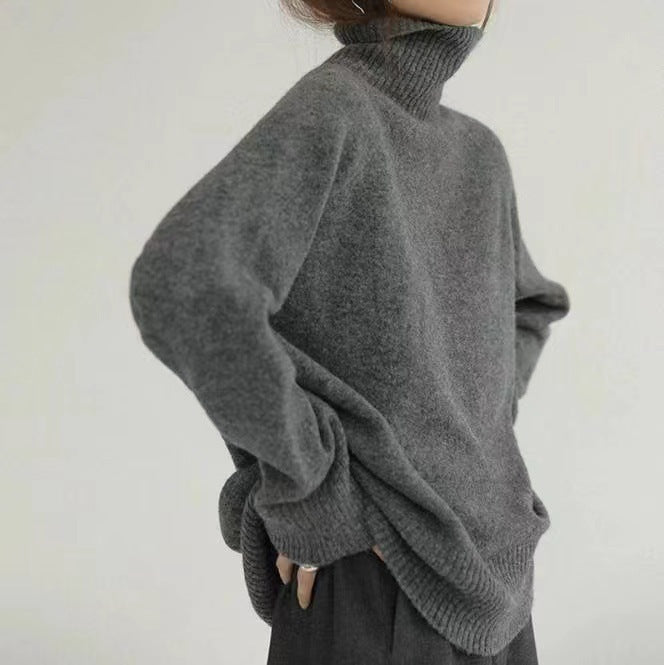 Damen kuscheliger Rollkragenpullover aus hochwertiger Wolle Drune