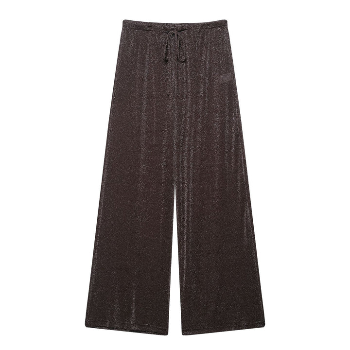 Damen weite Palazzo-Hose mit glitzerndem Effekt und elastischem Bund Drune