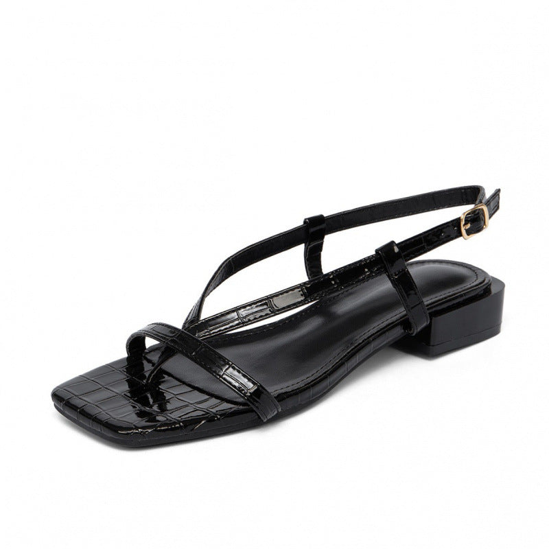 Damen Riemchen-Sandalen mit verstellbaren Riemen und blockiertem Absatz Drune