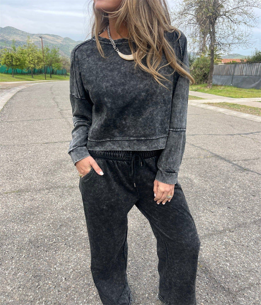 Damen lässiger Sweatshirt- und Jogginghosen-Set Drune