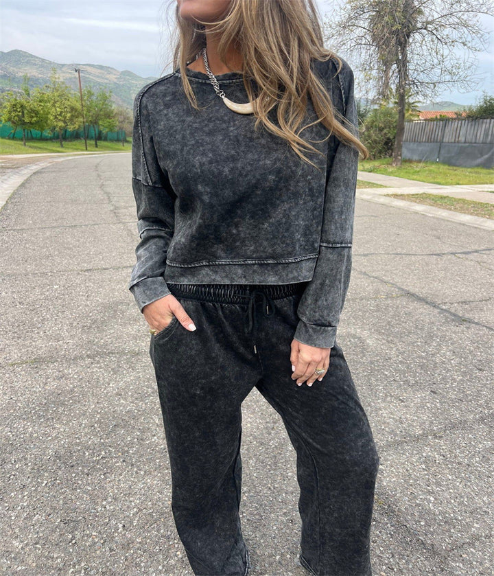 Damen lässiger Sweatshirt- und Jogginghosen-Set Drune