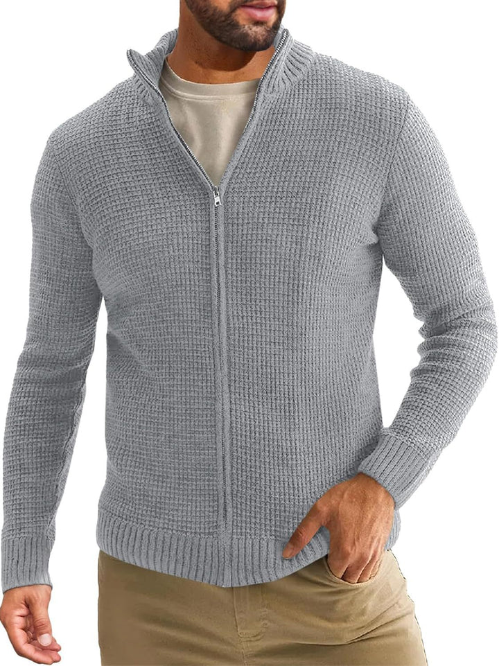 Herren Strickjacke mit hohem Kragen und praktischem Reißverschluss Drune