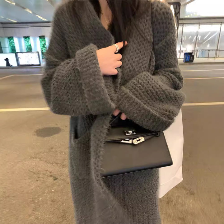Damen Grobstrick-Cardigan mit offenen Taschen und lässiger Passform Drune