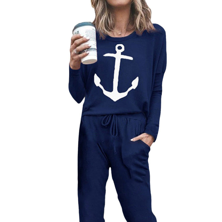 Damen lässiger Jumpsuit mit maritimem Anker-Print und praktischen Taschen Drune