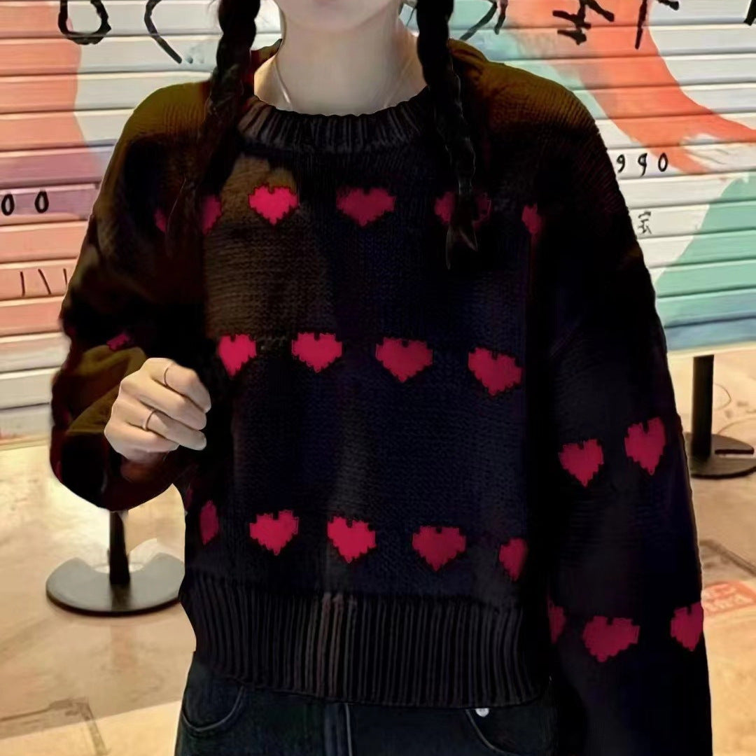 Damen Pullover mit Herzmotiv und lässigem Schnitt Drune