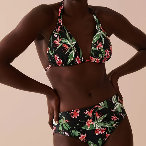 Damen Bunt gemusterter Triangel-Bikini Drune