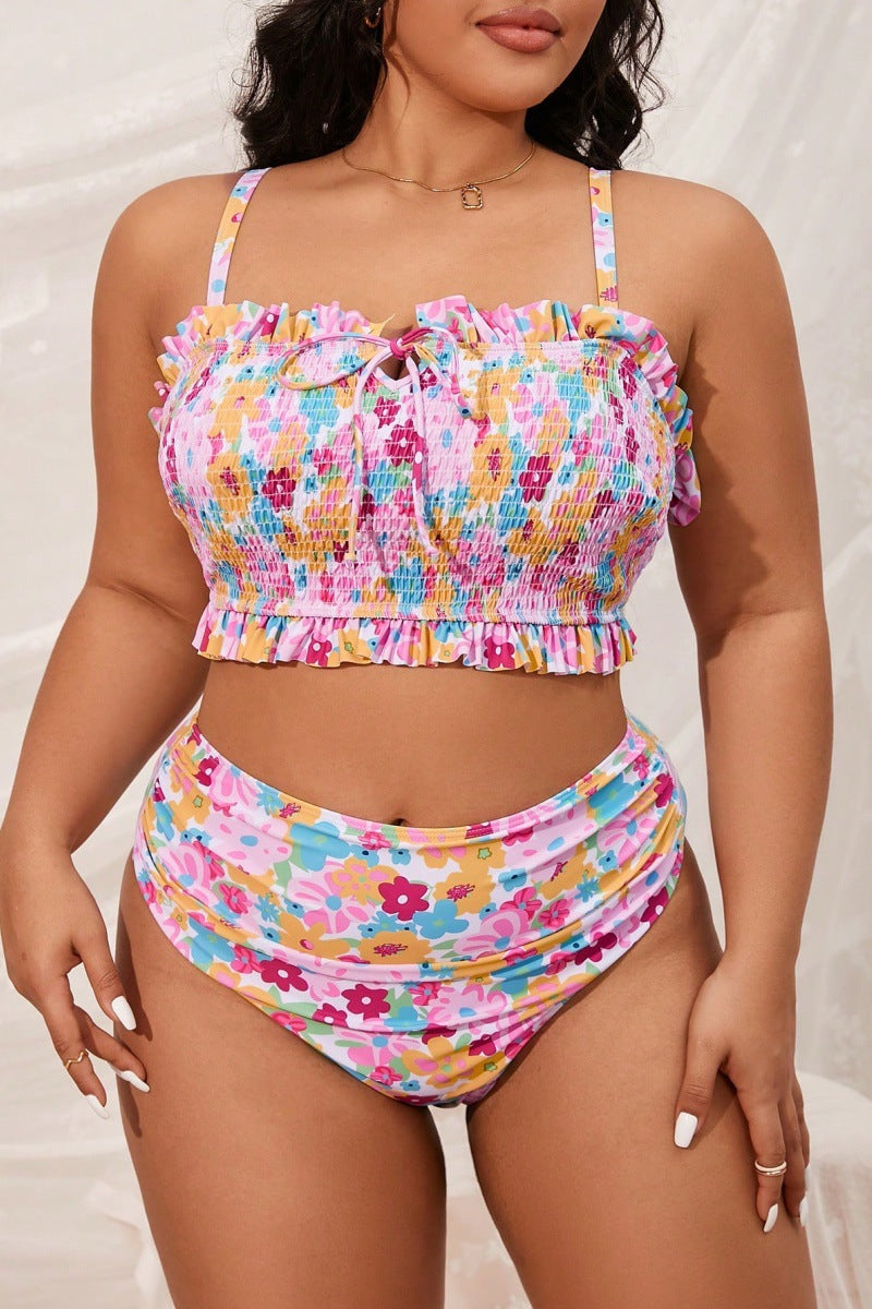 Damen Verspieltes Bikini-Set mit Rüschendetails Drune