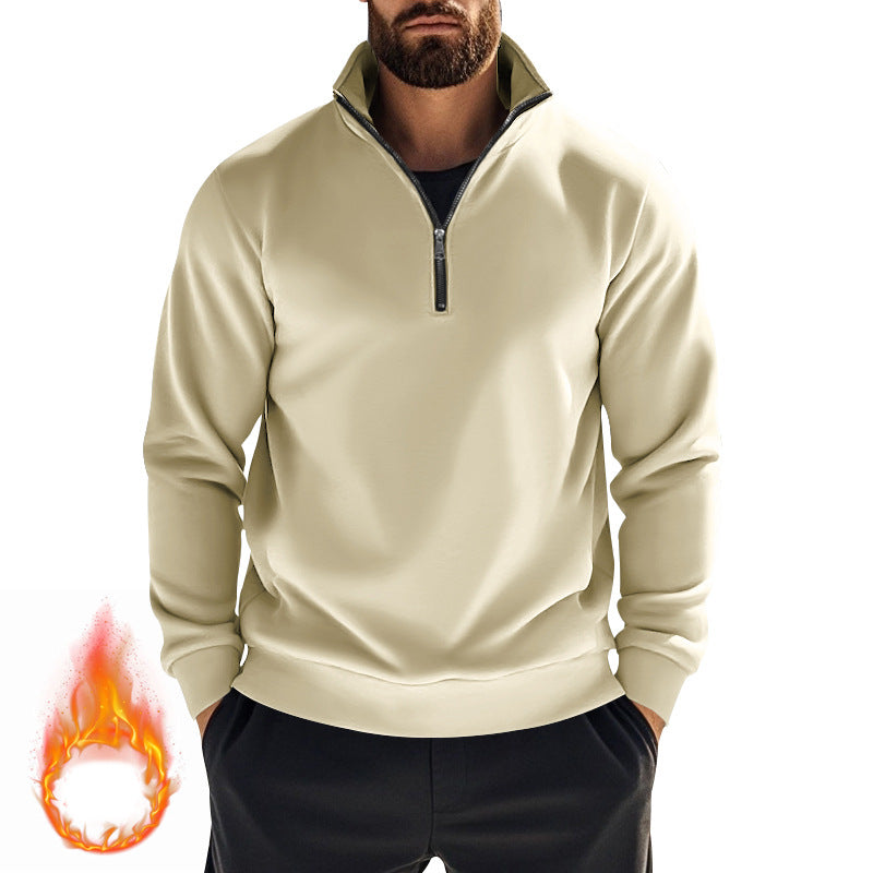 Herren nan thermischer Halbzip-Pullover mit Stehkragen und wärmendem Fleece-Innenfutter Drune