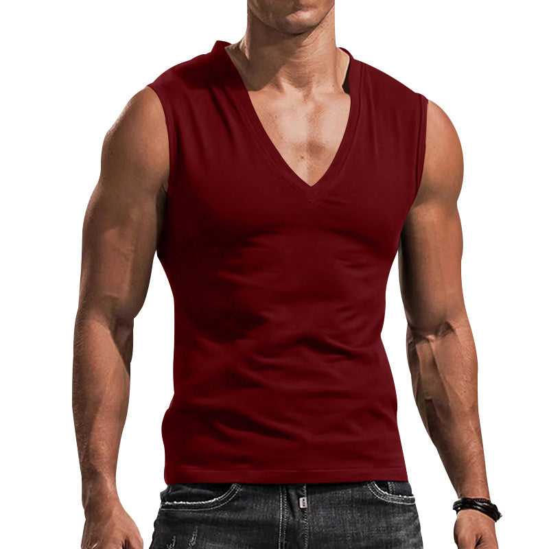 Herren ärmelloses V-Ausschnitt T-Shirt aus atmungsaktivem Material Drune