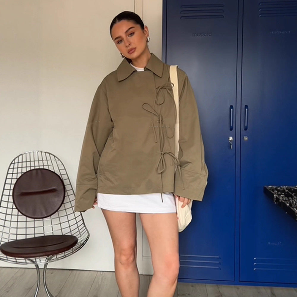 Damen lässige Windjacke mit verstellbarem Kordelzug Drune