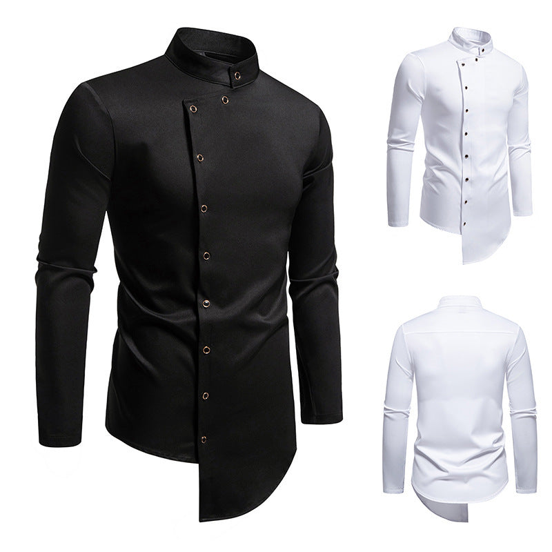 Herren modisches Hemd mit asymmetrischem Knopfdesign und elegantem Kragen Drune