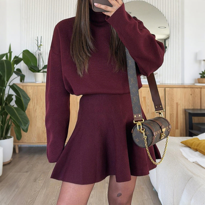 Damen modischer Strickkleid mit Hoodie Drune