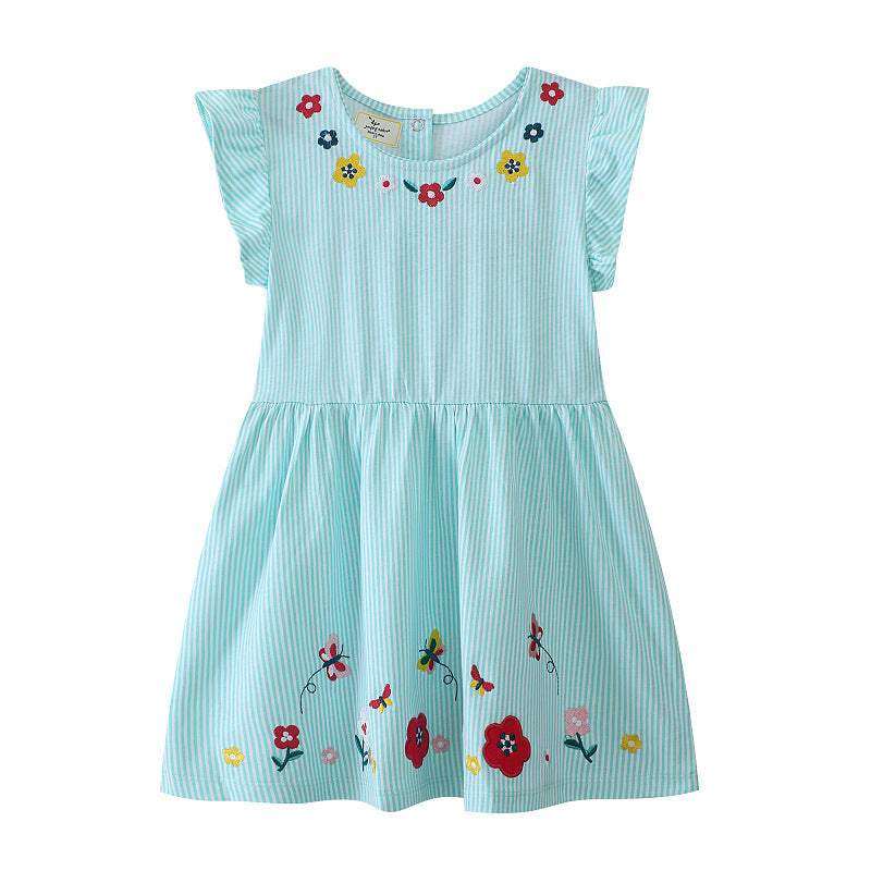 Mädchen Sommerkleid mit farbenfrohen Blumenstickereien Drune