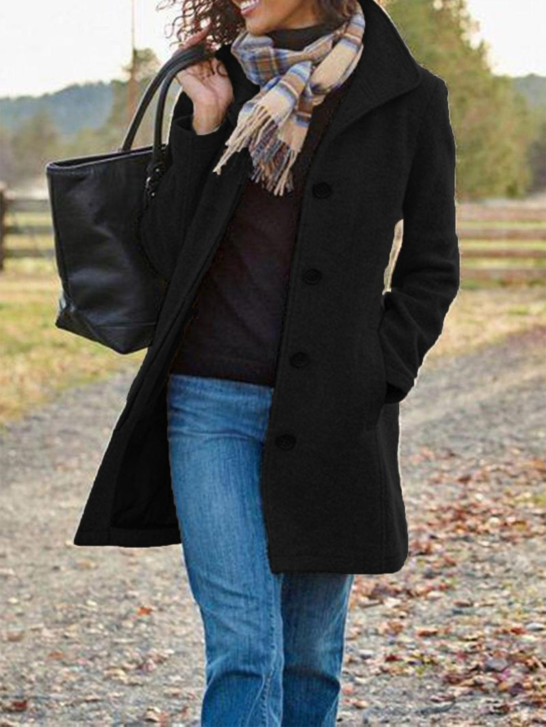 Damen elegante Wollmantel Drune