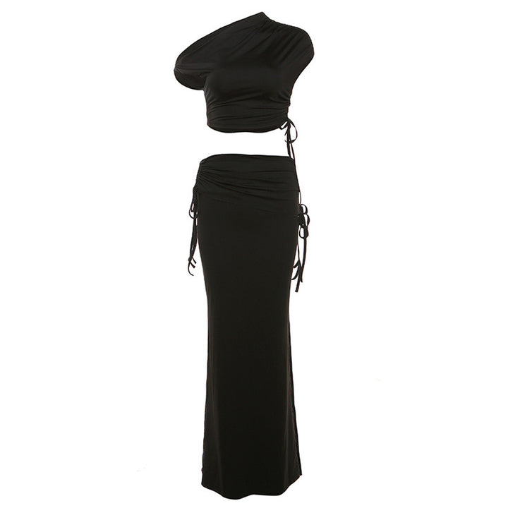 Damen Elegantes Wickelset mit asymmetrischem Oberteil und körperbetontem Rock Drune