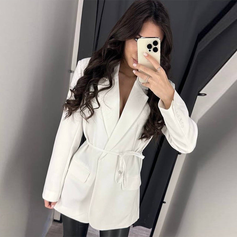 Damen modischer Blazer mit taillierbarem Gürtel Drune