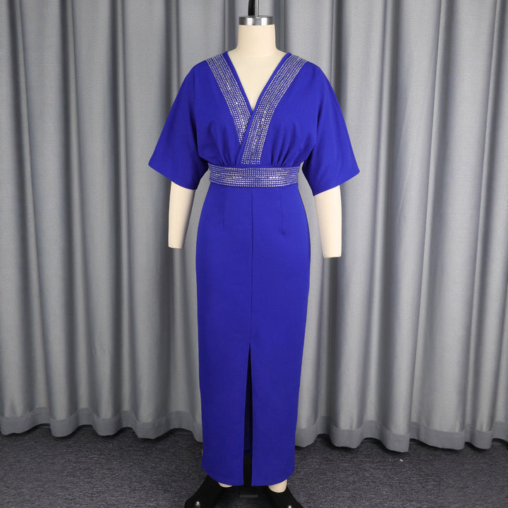 Damen elegantes Maxi-Kleid mit Pailletten und Schlitz Drune