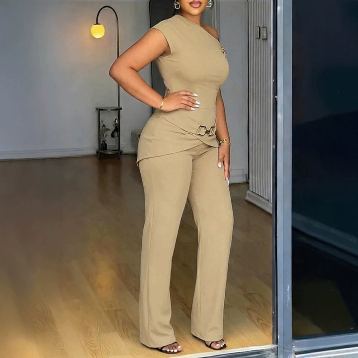 Damen Elegantes One-Shoulder Jumpsuit Drune