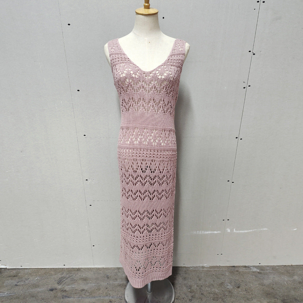 Damen gehäkeltes Maxikleid mit raffinierten Rüschendetails Drune