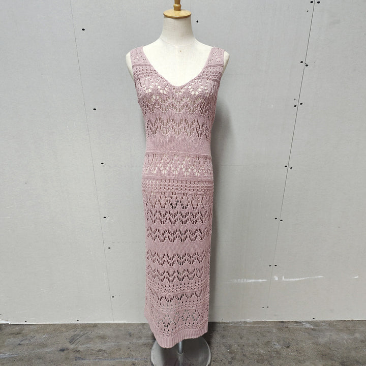 Damen gehäkeltes Maxikleid mit raffinierten Rüschendetails Drune