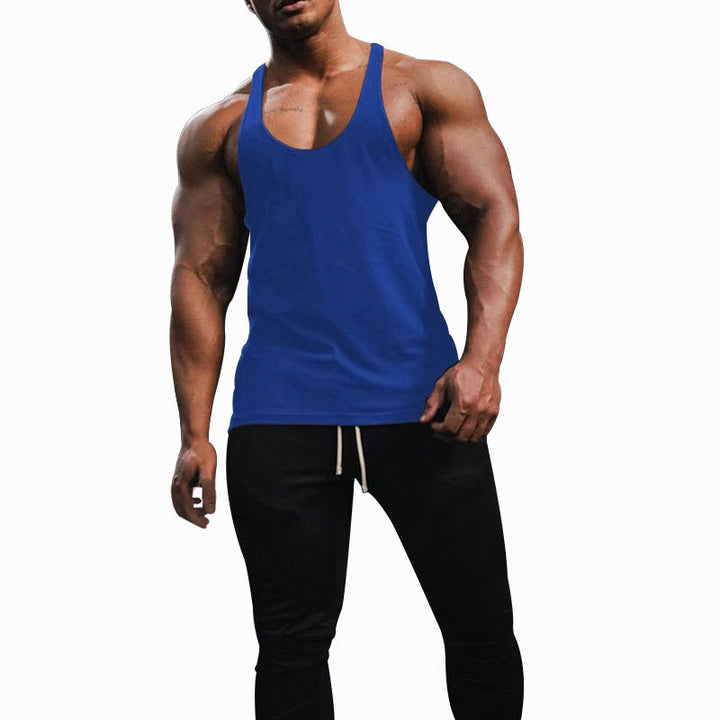 Herren nan athletisches Tanktop mit tiefem Armausschnitt und schmalen Trägern am Rücken aus Baumwollstretch Drune