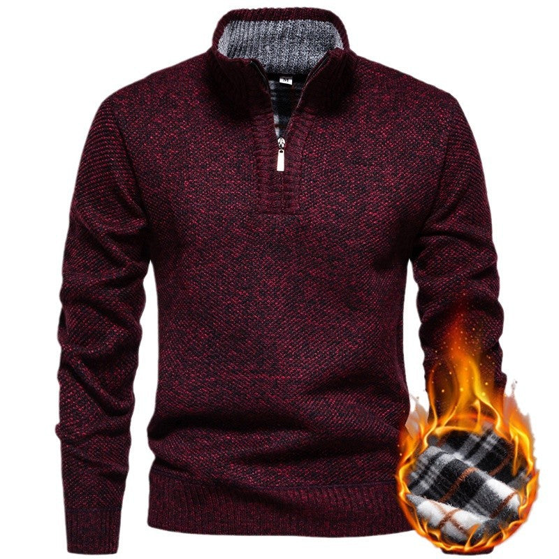 Herren Strickpullover mit halbem Reißverschluss und modischem Strukturdesign Drune