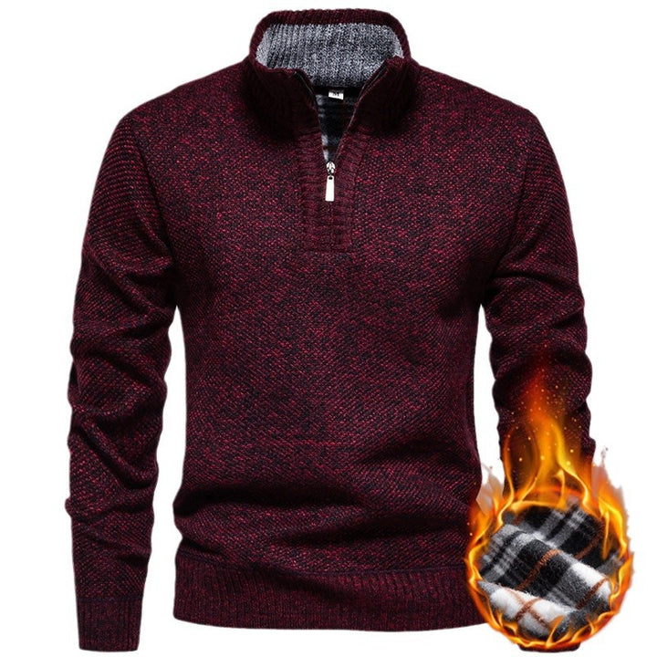 Herren Strickpullover mit halbem Reißverschluss und modischem Strukturdesign Drune