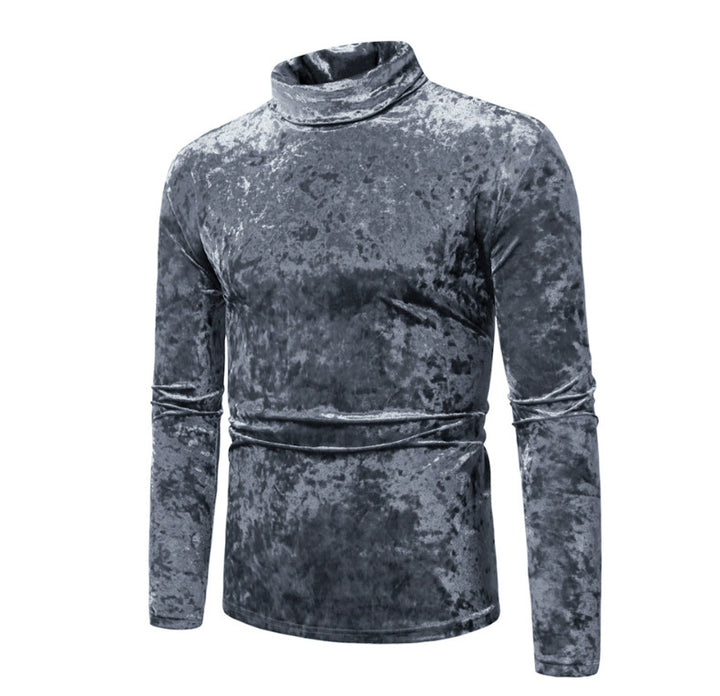 Herren eleganter Rollkragenpullover aus Samt Drune