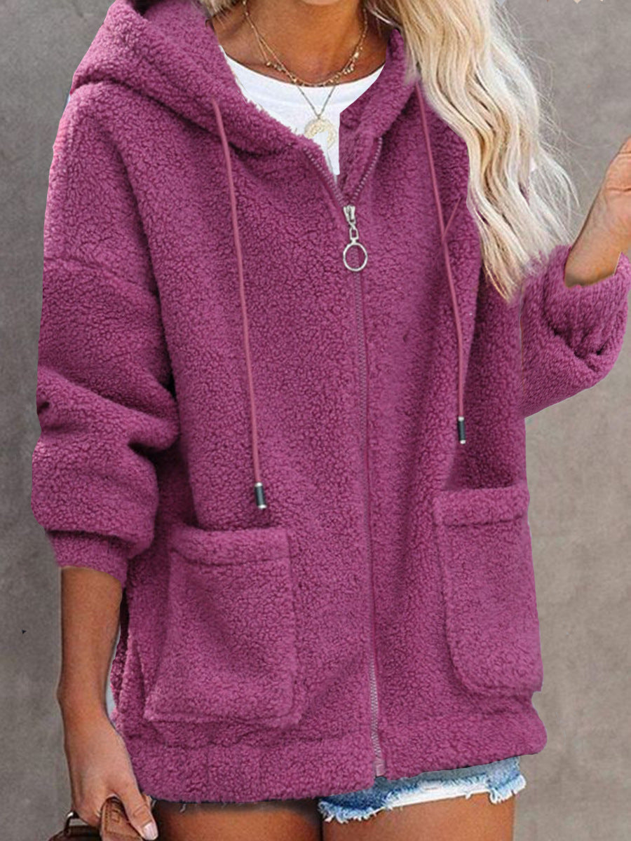Damen Fleece-Hoodiejacke mit praktischen Taschen und hochwertiger Kapuze Drune