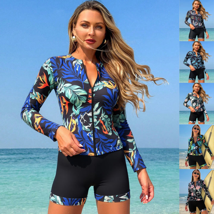 Damen Langarm Surfanzug mit floralem Design Drune