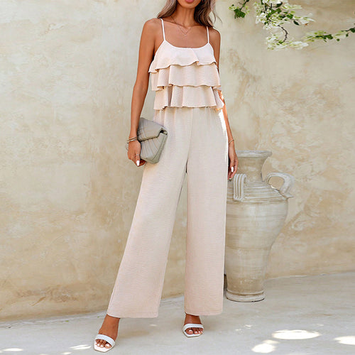 Damen luftiger Jumpsuit mit Rüschendetails Drune