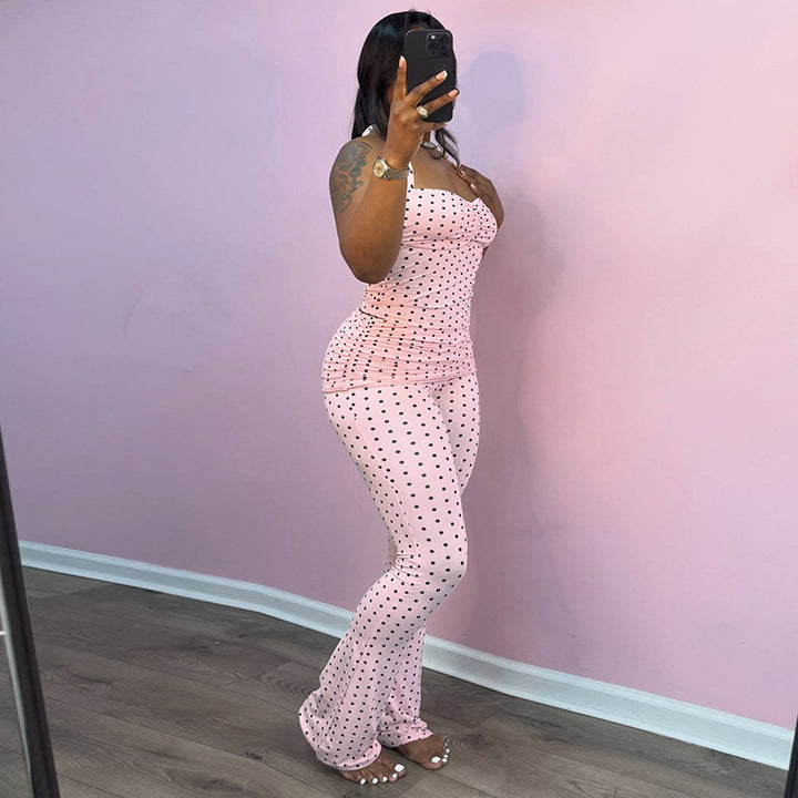 Damen Eleganter Crop-Top und Flared-Hosen Set Drune
