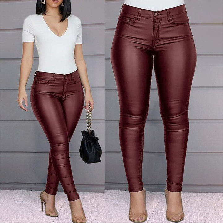 Damen figurbetonte High-Waist Hose Drune