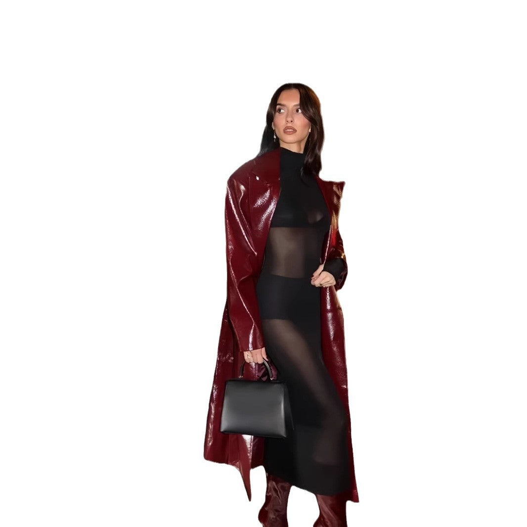 Damen Eleganter und figurbetonter Maxikleid mit transparenten Einsätzen Drune