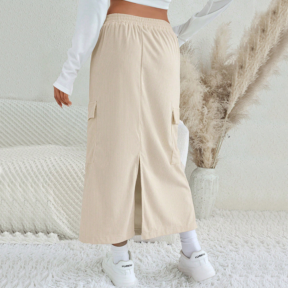 Damen Maxi-Rock mit praktischen Cargo-Taschen und verstellbarem Bund Drune