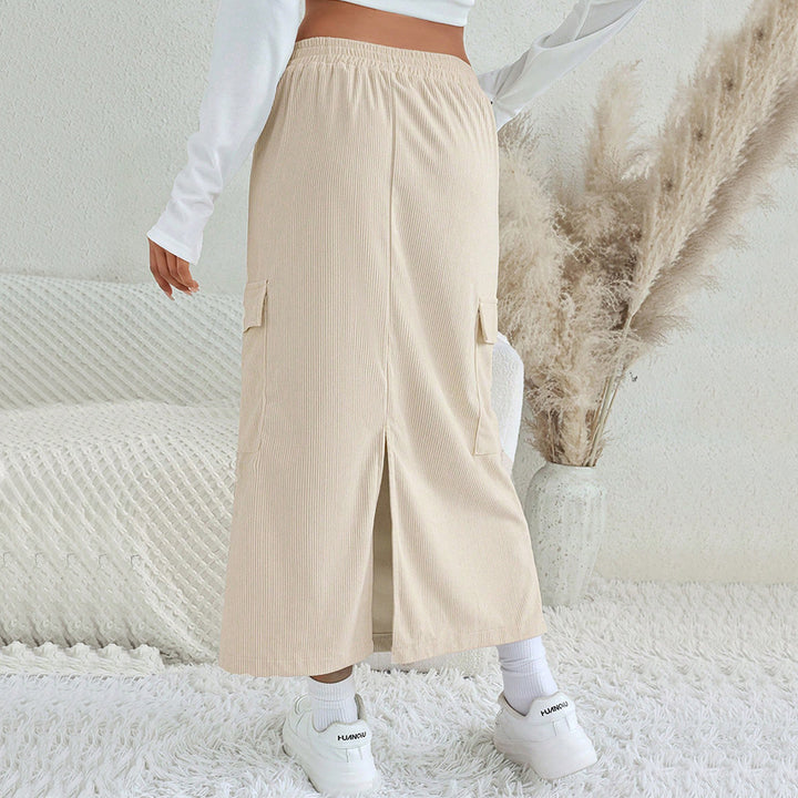 Damen Maxi-Rock mit praktischen Cargo-Taschen und verstellbarem Bund Drune