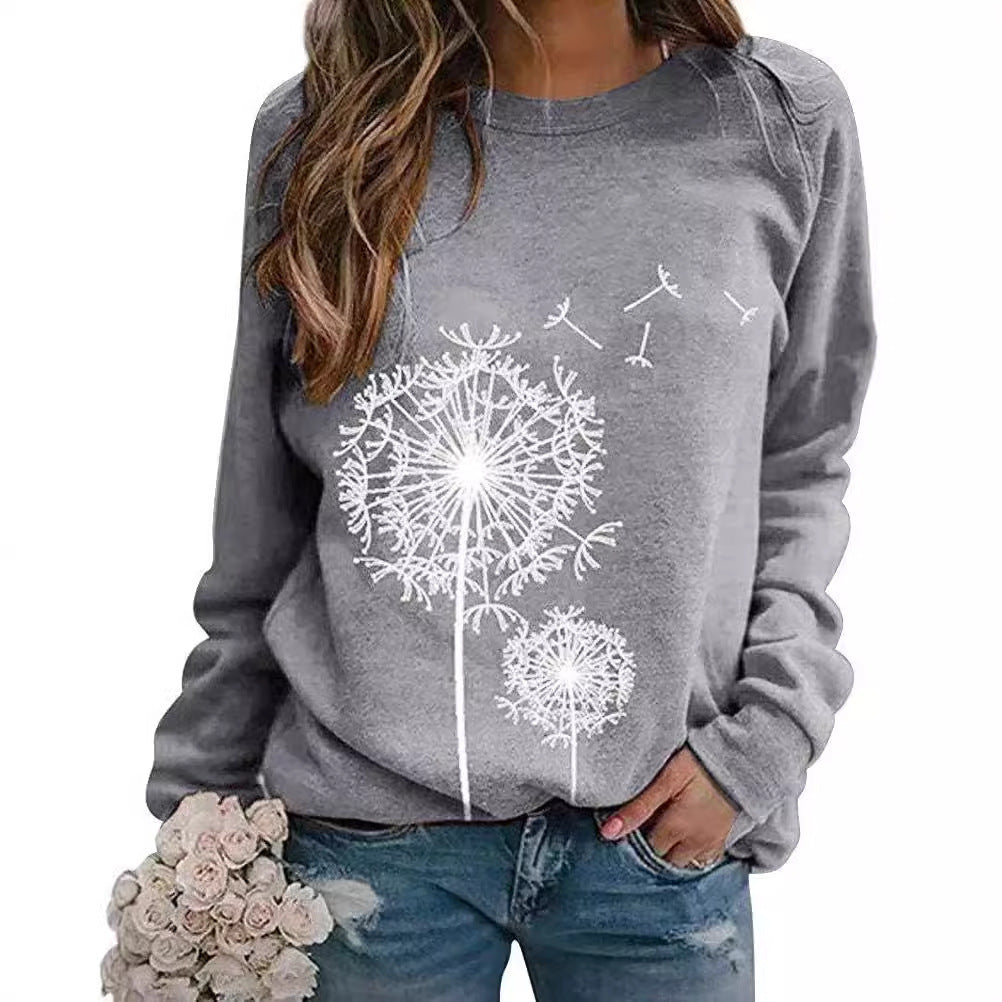 Damen Sweatshirt mit elegantem Pusteblumen-Motiv Drune