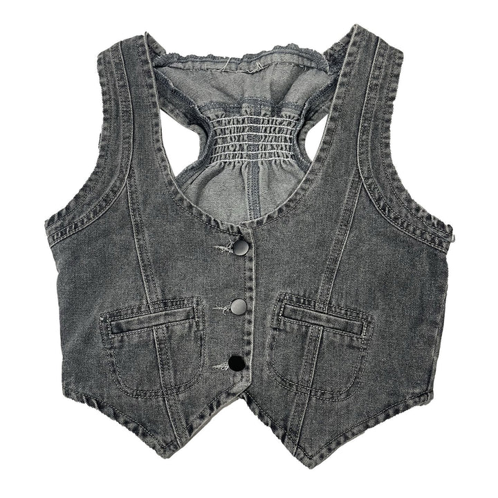 Damen Denim-Weste mit modernem V-Ausschnitt und praktischen Taschen Drune