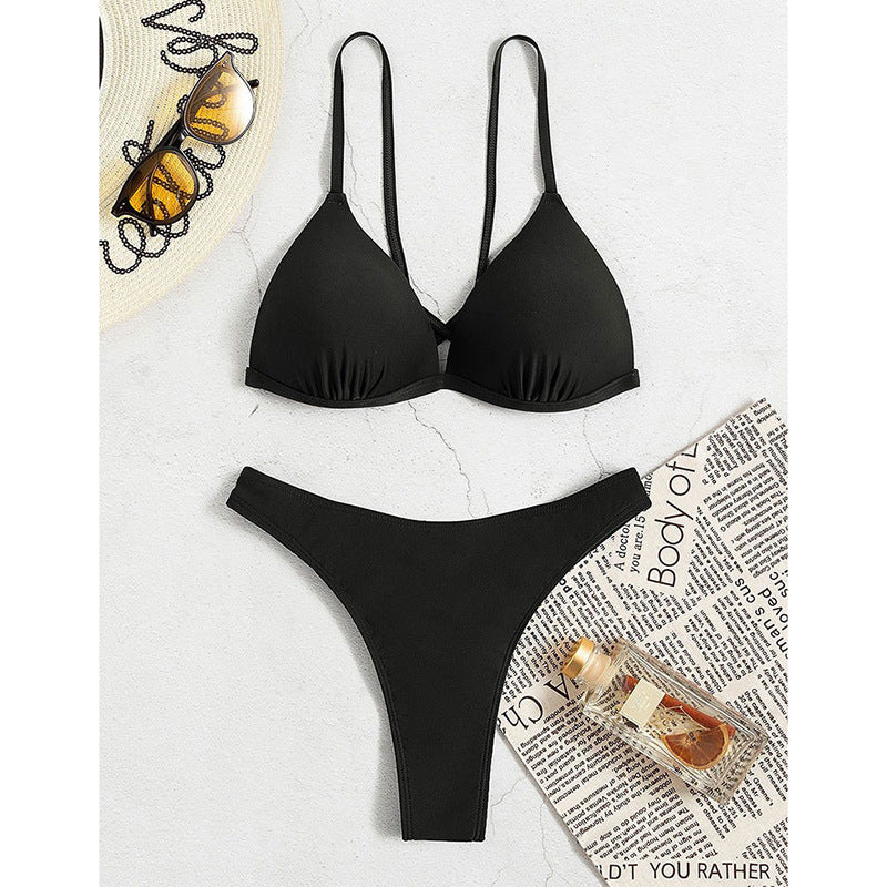 Damen Triangel-Bikinioberteil mit verstellbaren Trägern und trendigem Kreuzdesign Drune