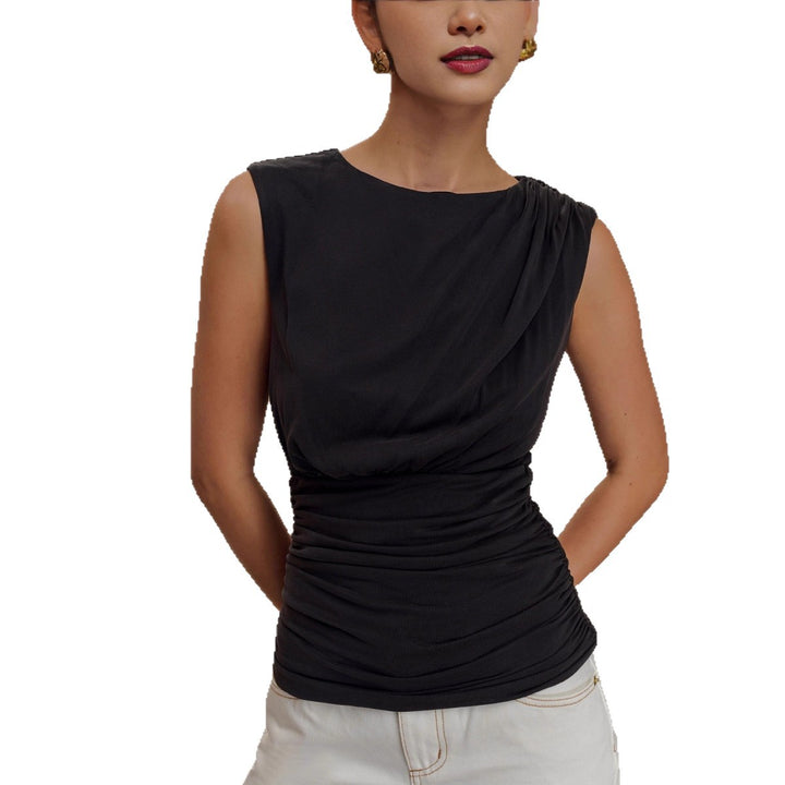 Damen figurbetontes Oberteil mit raffiniertem Drapierungsdesign Drune