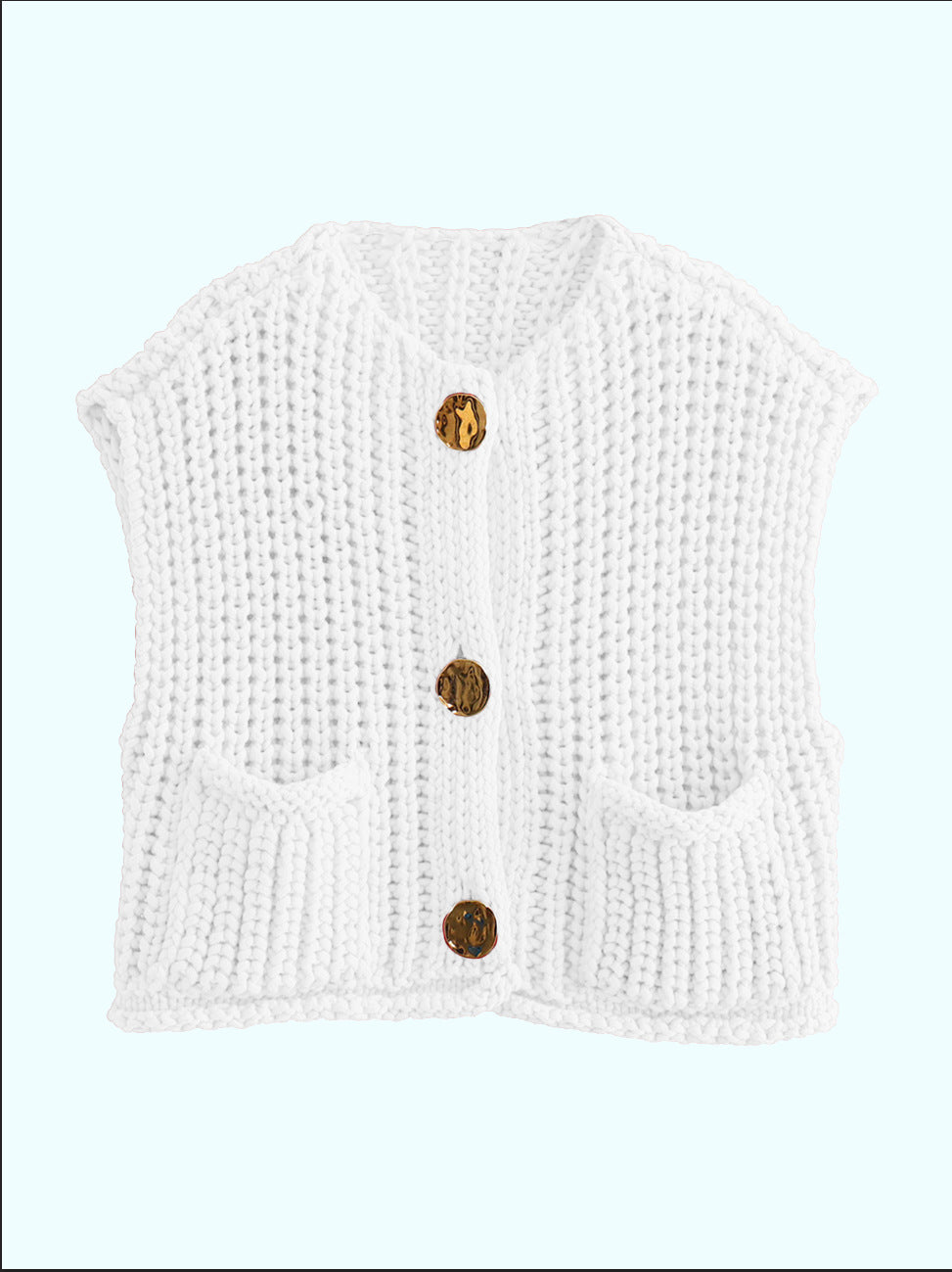 Damen Strickweste mit Knöpfen und Taschen Drune
