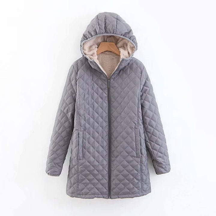 Damen gesteppte Winterjacke mit gefütterter Kapuze Drune