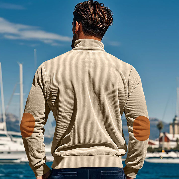 Herren bequemer Pullover mit Stehkragen und Knopfleiste Drune