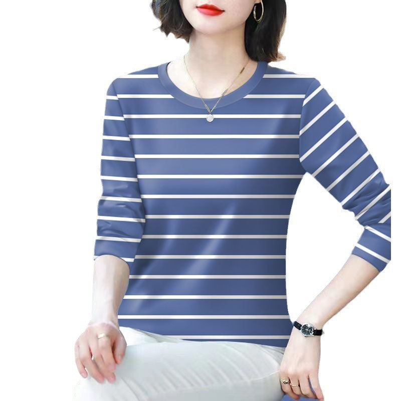 Damen lässiges gestreiftes Langarmshirt Drune