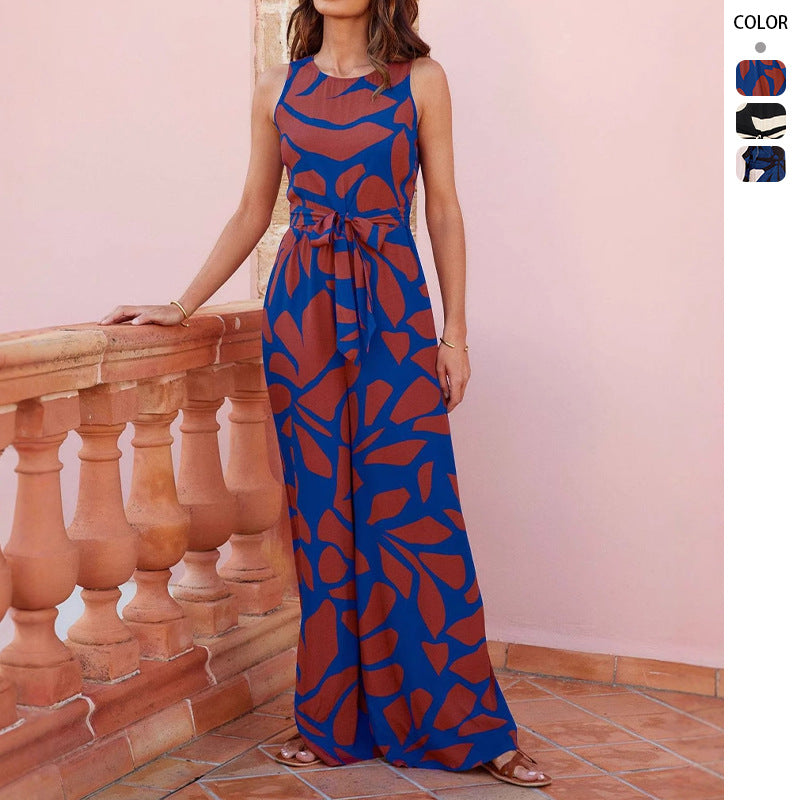 Damen Florales Maxikleid mit Bindegürtel und elegantem Schnitt Drune