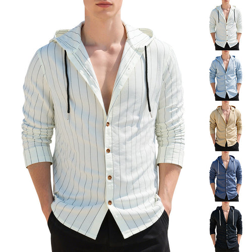Herren lässige und modische Hemdjacke mit Kapuze Drune