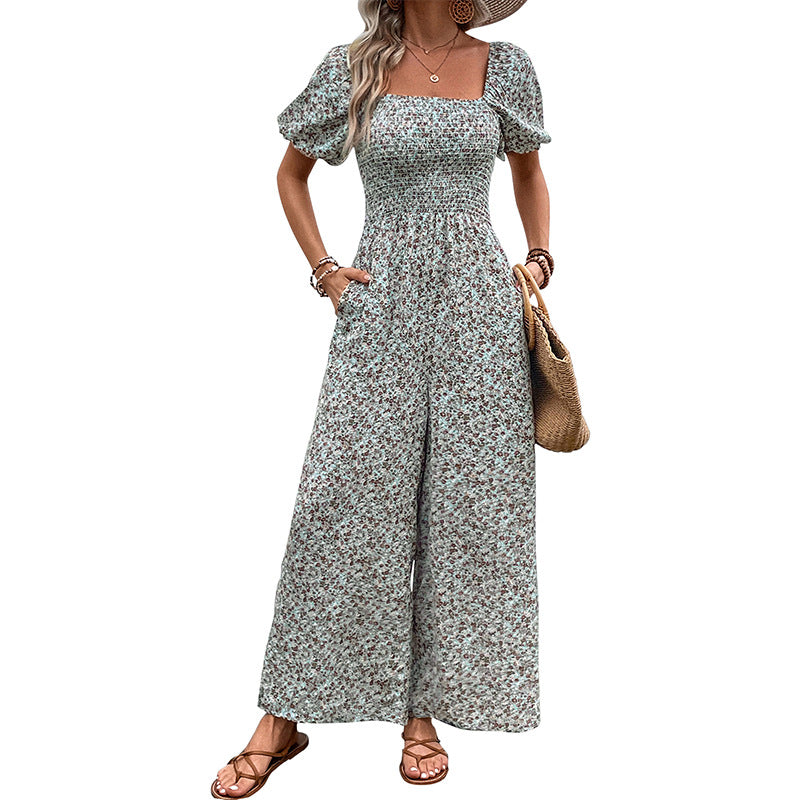 Damen luftiges Sommerkleid mit Rüschendetails und weitem Bein Drune